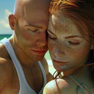 A photorealistic high resolution image. Light ginger haired fema...