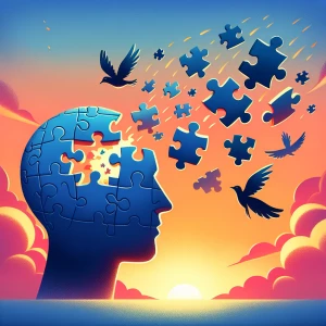 Illustrate the concept of thoughts or memories escaping the mind...