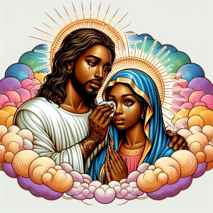 Ensure that the image distinctly represents both Jesus Christ an...