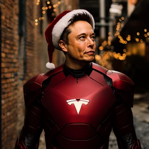 Elon Musk as Iron Man with Christmas style. Elon musk love GTC.E...