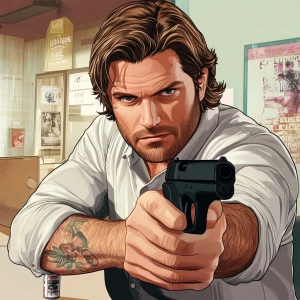 A man with medium-length, slightly wavy light brown hair and a l...