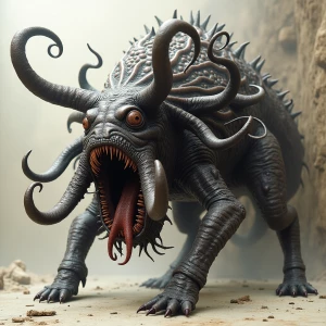 <lora:XenoPin 2p0:1.0>  a mountain-scale biomechanical pittbull-...