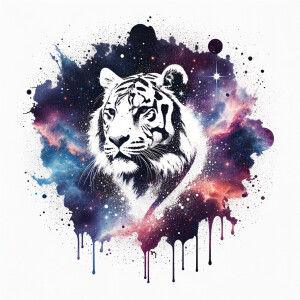 A cosmic outer space pretty watercolor graphic splattered on the...