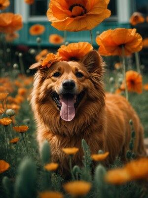 create an image of a dogday from poppy play time smiling critter...