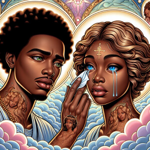 Ensure that the image distinctly represents both Jesus Christ an...