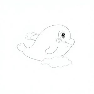 Create a coloring page design with thick lines, featuring a chib...