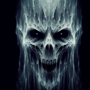 Create a hyper-realistic image of a sinister apparition, featuri...