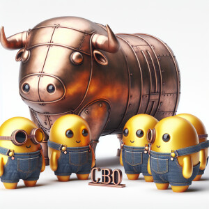 Minions around copper bull and text CBO