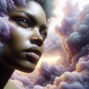 3 D image of a beautiful LIGHT SKIN African American woman you o...