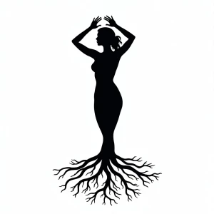 Design a black and white vector silhouette of a woman's side pro...