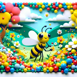 A bee diligently gathering nectar, surrounded by a vibrant envir...