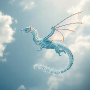 An elegant dragon soaring through the sky, composed entirely of...