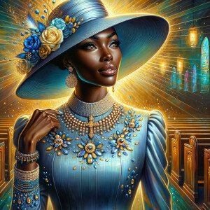 A spiritually enriching illustration portrays an African America...