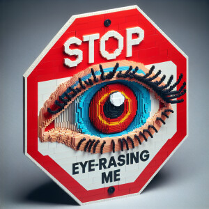 Design a stop sign with an eye and the words 'Stop eye-rassing m...