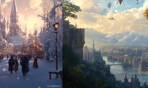 Высокоразвитая планета футуристическая. Ажурная архитектура. Вст...