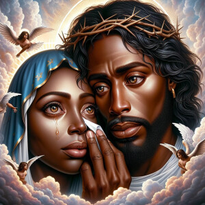 Ensure that the image distinctly represents both Jesus Christ an...