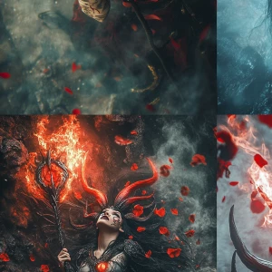 a top-down mist-laden photo taken at an angle from above looking...