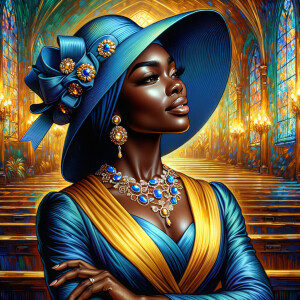 A spiritually enriching illustration portrays an African America...
