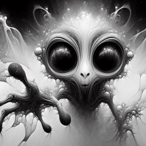 Capture a cinematic shot of a friendly creature from another wor...