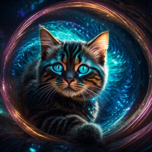 A shimmering bioluminescent wormhole navigator, pulsing with int...