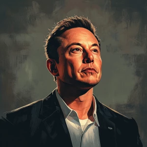 Elon Musk, highly detailed character portrait in the style of mo...
