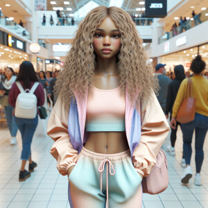 Generate an 3-D realistic image featuring a light skin African-A...
