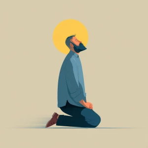 Flat design illustration of a man praying