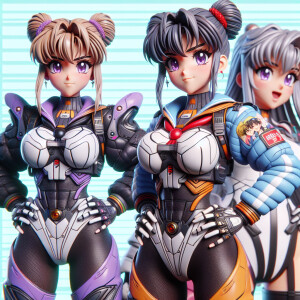 1990s anime screencap, girl a plugsuit, standing with hands on h...