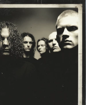 Record label color promo photo of a nu-metal band from Gondor. W...