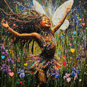 hyper realistic, phosphorescent, abstract acrylic splatter paint...