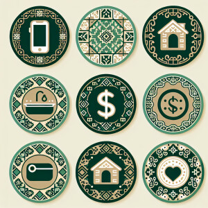 round covers for those highlights on Instagram. in green and bei...