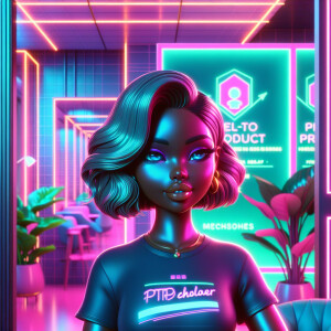 A glossy, ultra-high-definition cartoon-style image of a stylish...