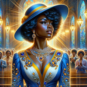 A spiritually enriching illustration portrays an African America...