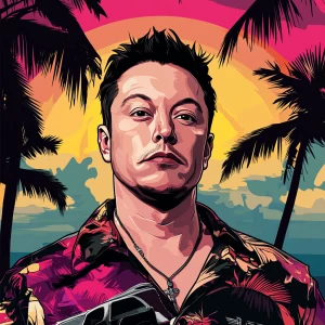 Elon Musk in GTA art style — nothing — in the style of a Grand T...