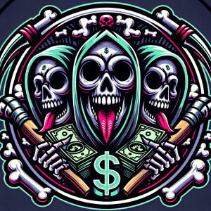 Design a highly intricate and comic like vivid circular logo fea...