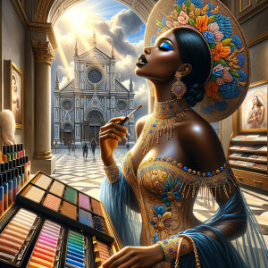 Create an airbrush oil painting of an African American woman wit...