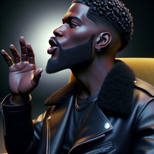 3-D image of a handsome African-American male who has a slightly...