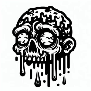 A simple black line graffiti style, vector cartoon, melting zomb...