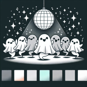 Design a black and white minimalist illustration featuring charm...