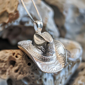Beautifully crafted sterling silver cowboy hat pendant, perfect...