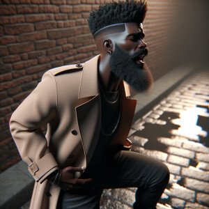 3D visual image of a African American male who has a slightly cu...