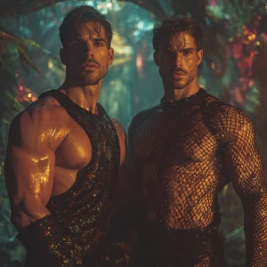 Two 25-year-old Italian male bodybuilders, both ruggedly handsom...