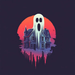 Design a horror-themed logo for a ghost hunting team, incorporat...