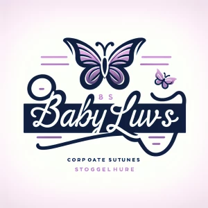 Leters BABY LUVS in 3 different calligraphys and fonts. Butterfl...