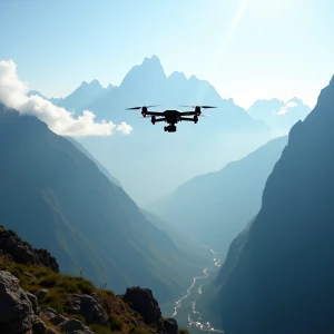 A breathtaking mountain landscape, featuring peaks shrouded in m...