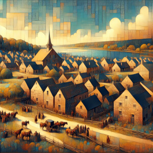 Digital Abstract Art  painting of Seneca village in the 1820s, a...
