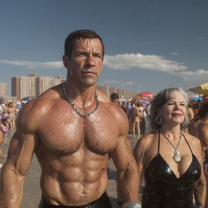 Generate a hyperrealistic image of a muscular and intimidating A...