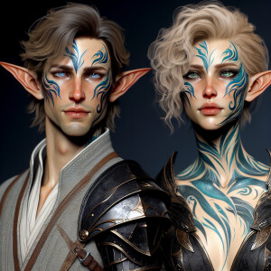 A tall elven man with a soft and angelic but masculine face, elf...