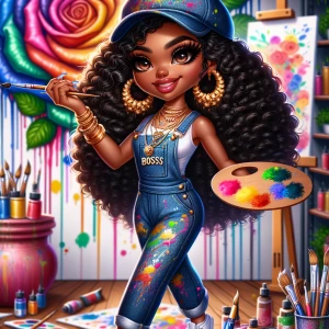A vibrant realistic smiling chibi Afro Latina woman with deep lo...