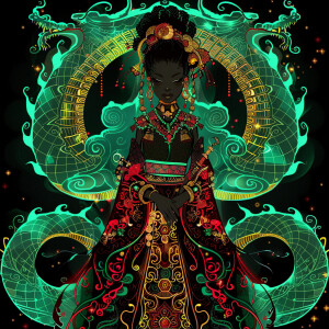 Create an intricate full-body illustration of an Empress that be...